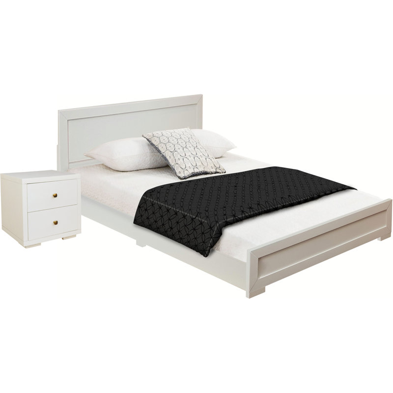 Ensemble de chambre avec lit plateforme 2 pièces Trent, Blanc, Grand