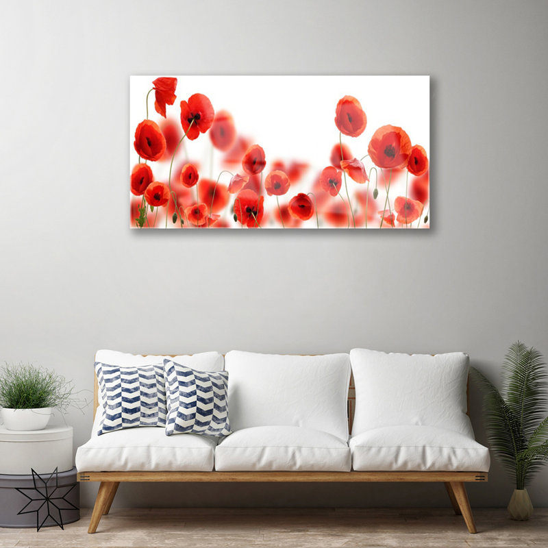 Floral Poppies - Unframed Photograph on Glass