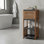 Armoire de rangement compacte pour salle de bain avec tablettes ouvertes et porte ventilée, brun et gris - Collection Elements