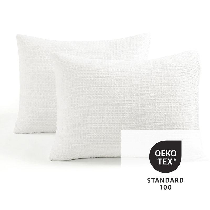 Haniya White Waffle Woven Cotton King Duvet Cover Set