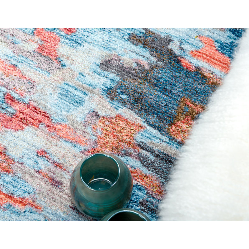 Multi-Color Abstract Easy Care Synthetic Runner Rug