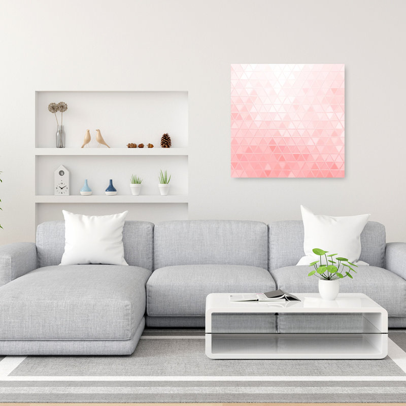 Art mural lilas géométrique abstrait dégradé rose, H 36 po x l 36 po