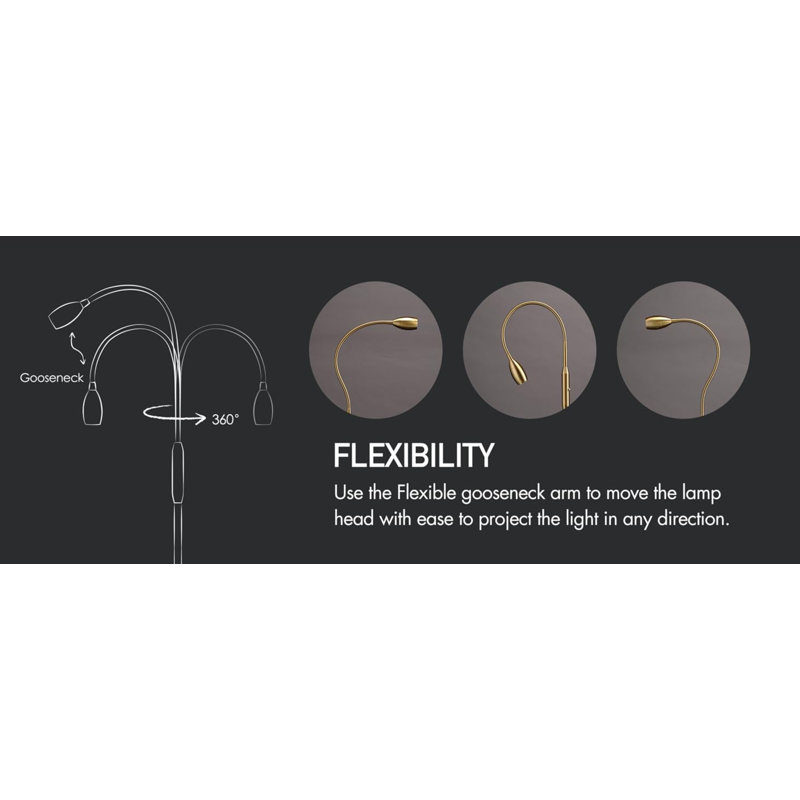 Orren Ellis Ray – Adjustable LED Beam Floor Lamp, Dimmable and Zoomable Spotlight, Flexible Gooseneck, Reading/Crafting Standing Lamp, Work Table Light