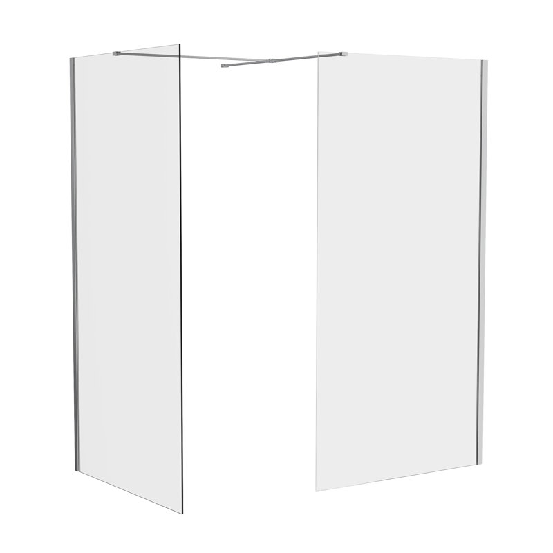 Chrome 8mm Walk In Shower Enclosure Wet Room Glass Screen Pack 900mm and 800mm Panels, Chrome