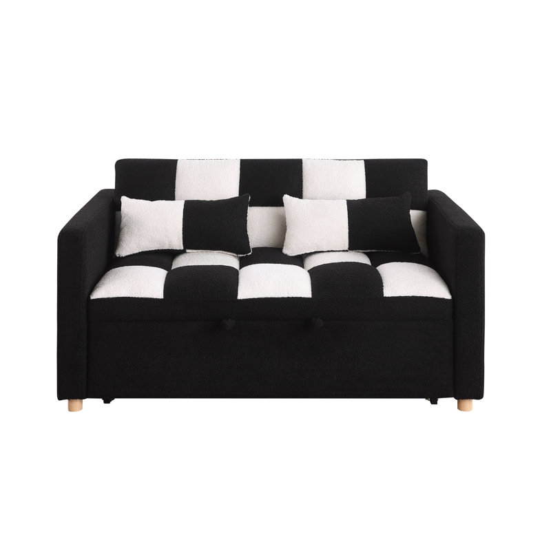 Pickron 53.5'' Sofa Bed, Black Polyester Blend