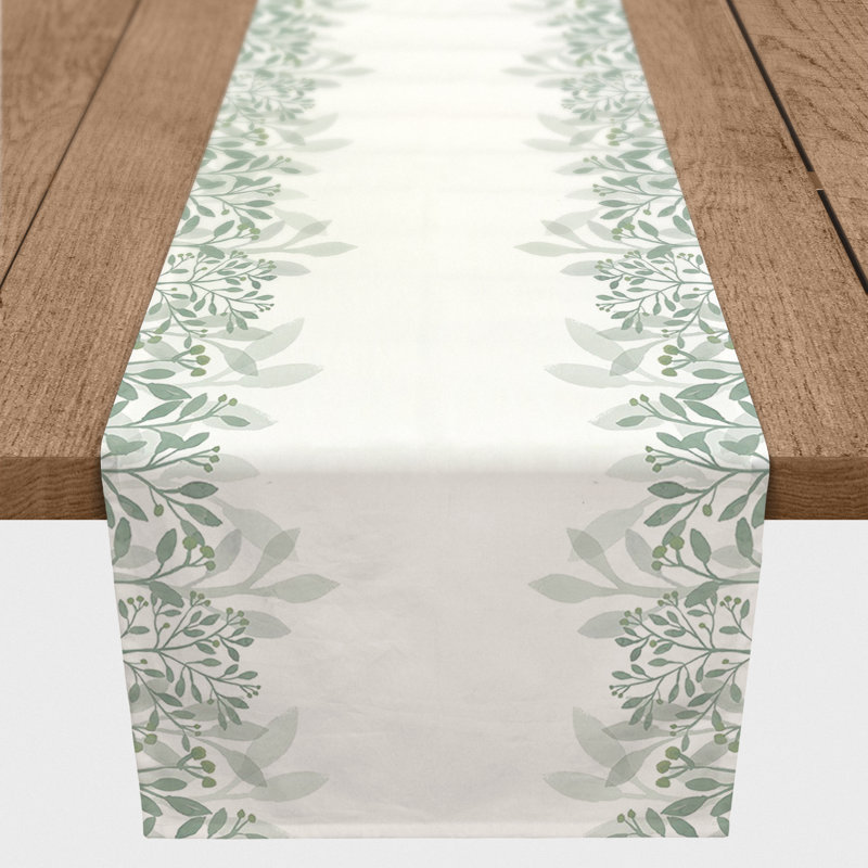 Martell Rectangular Floral Table Runner, 72" x 16", Green/White