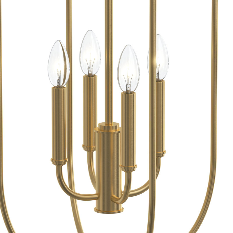 Luminaire suspendu pour vestibule quatre lumières Reines, Or brossé