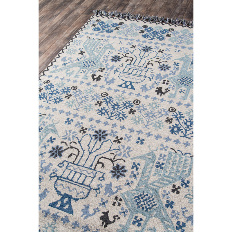 RamageTA-09BLU Ramage Collectionrug bleu, Rectangle 3 pi 6 po x 5 pi 6 po