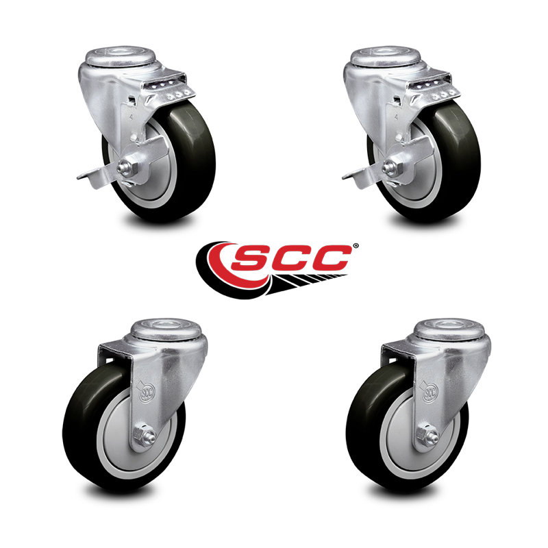 4-Piece Polyurethane Caster Set, Black