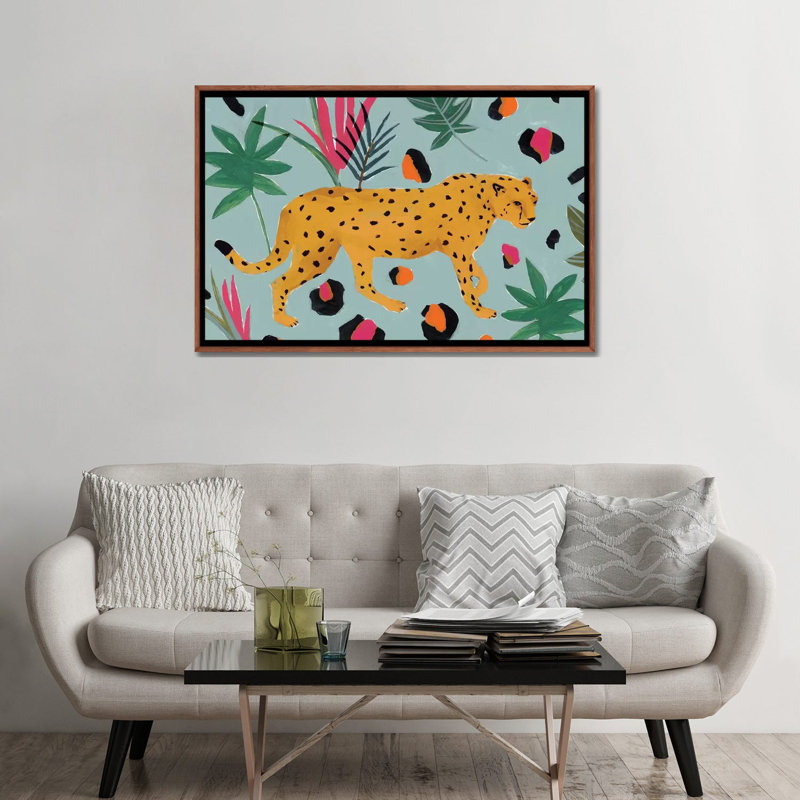 «Walking Cheetah II» par Isabelle Z - impression d'art graphique, H 32 po x l 48 po x 1,5 po, Pas de tapis