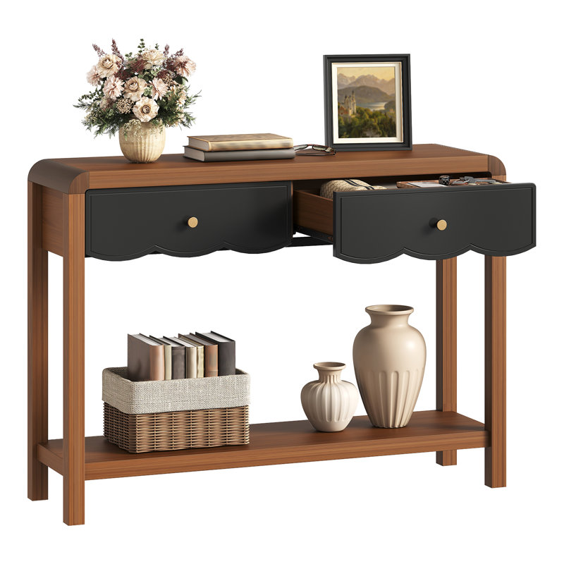 Canapé console Wave-Style avec tiroirs de rangement et tablette