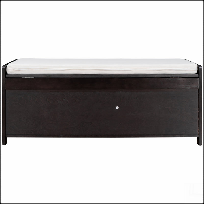 Banc de rangement avec 3 portes en forme de volet, banc à chaussures avec coussin amovible et rangement caché