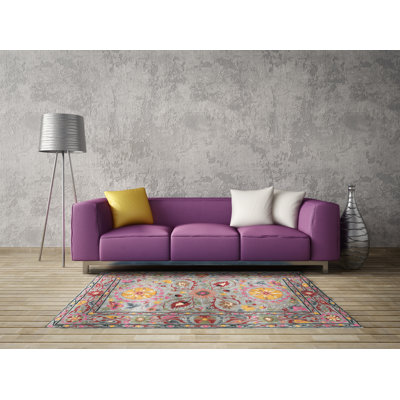 Suzani Blue Hand Tufted Wool Area Rug