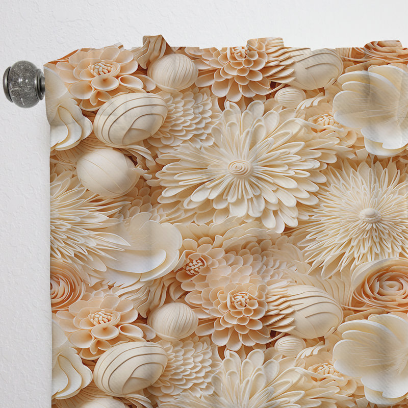 Seashell - Motif tropical en dentelle - Rideau floral - Rideau floral obscurcissant - 1 panneau, L 52 po x L 108 po
