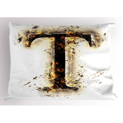Ambesonne Letter T Pillow Sham 2 Pack Schorching Hot Sign T Tan Black Orange -  pil-2_44728_36x20