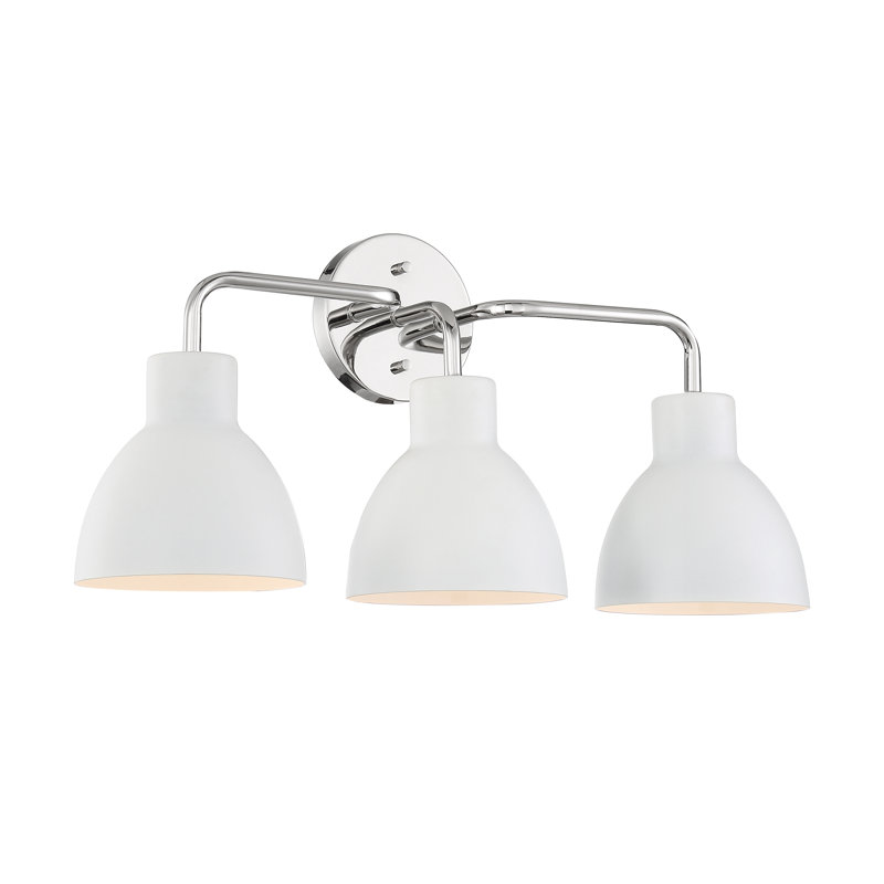 Éclairage de salle de bain à intensité variable 3 lumières Florian, Blanc mat, Nickel poli