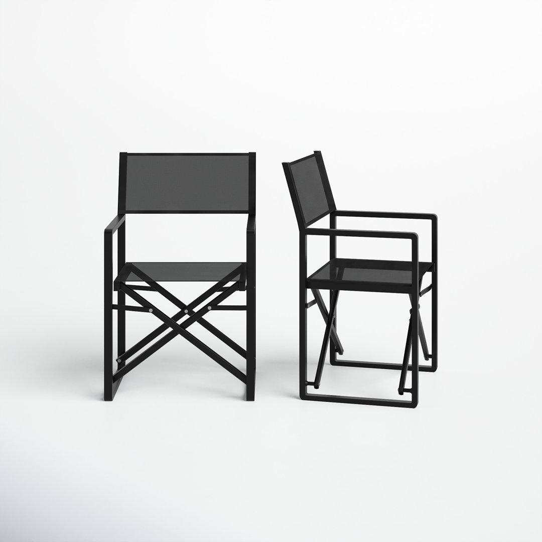 Pangea Home Sunset Set of 2 Aluminum Outdoor Folding Dining Armchairs – Modern Patio Chairs with Rust-Free Frame & Quick-Dry Mesh Seating (Set of 2) AllModern