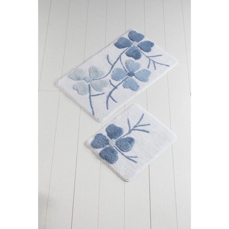 Ensemble de tapis de bain en acrylique (2 pièces) antibactérien et antidérapant, 19,7 po x 23,6 po et 23,6 po x 39,4 po | 100% acrylique, hauteur des poils: 0,7 à 1,2 po | Lavable à la machine, doux et durable pour le décor de votre salle de bain