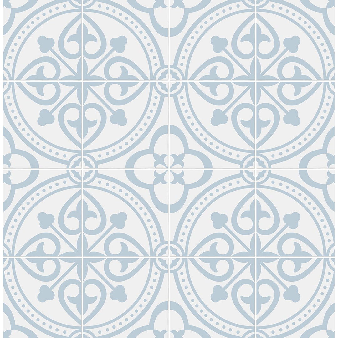 Luxe Haven Villa Mar Tile 9' L x 20.5" W Peel and Stick Wallpaper Roll Lillian August 