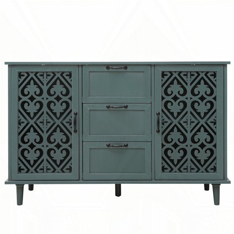 2 Door 3 Drawer Cabinet, Dark Green