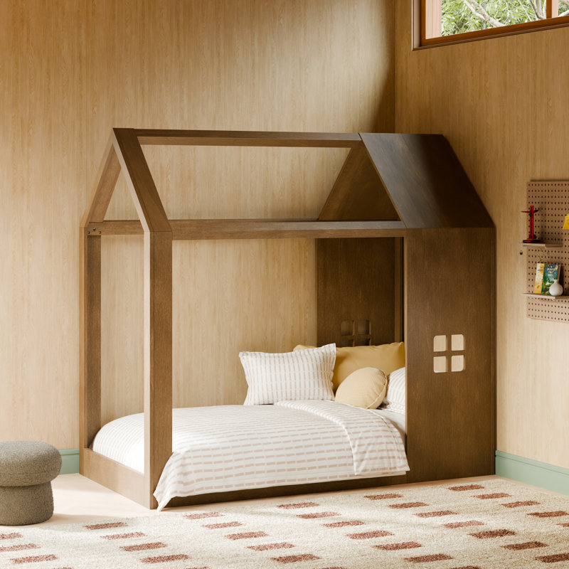 Uchi Montessori-Inspired House Twin Bed, Twin, Natural Walnut