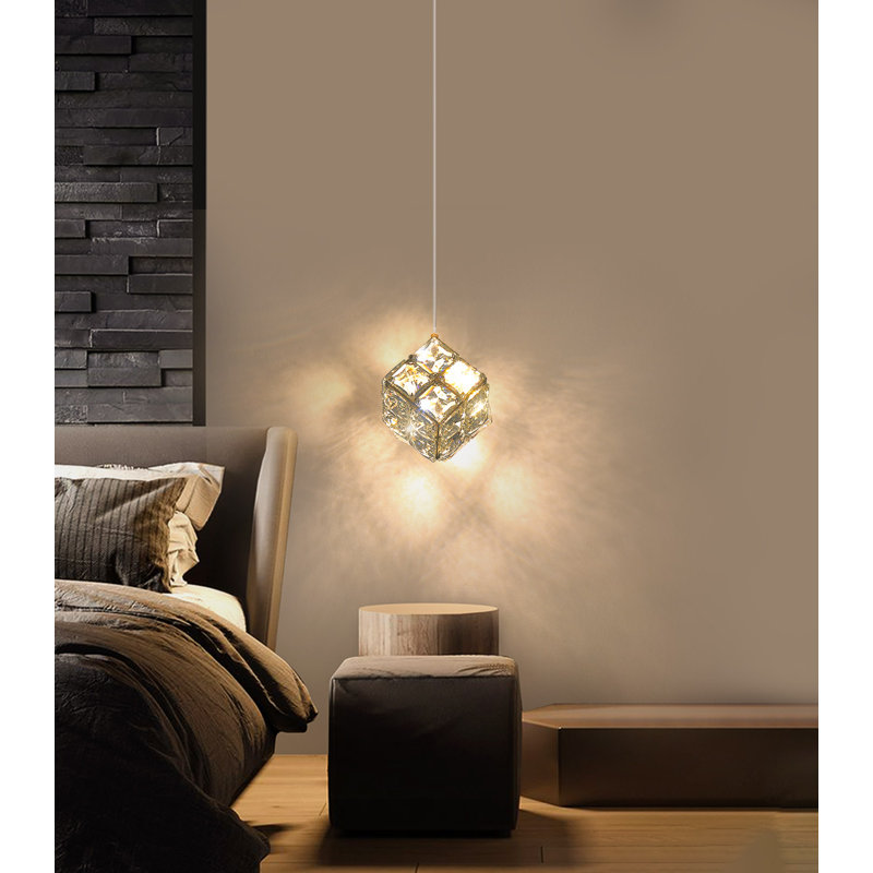 Mini lustres en cristal à intensité variable, H 59 po x l 4,7 po x P 4,7 po, Doré, Une lumière