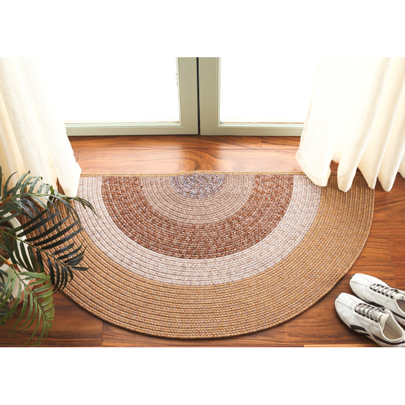 Dillion Woven Performance Machine Washable Performance Chevron Indoor/Outdoor Area Rug, Half-circle 2' x 4'