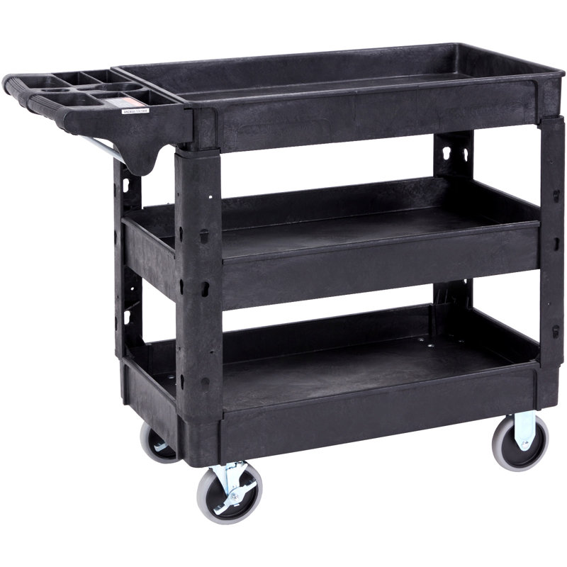 Gray Heavy Duty 3-Shelf Utility Service Cart with Swivel Wheels