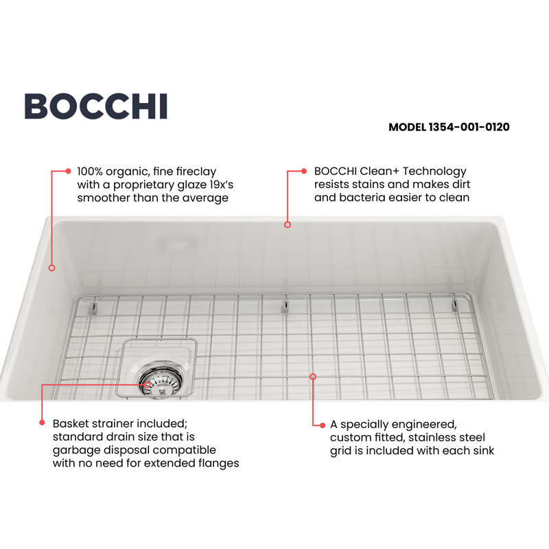 36'' L Fireclay Kitchen Sink, White