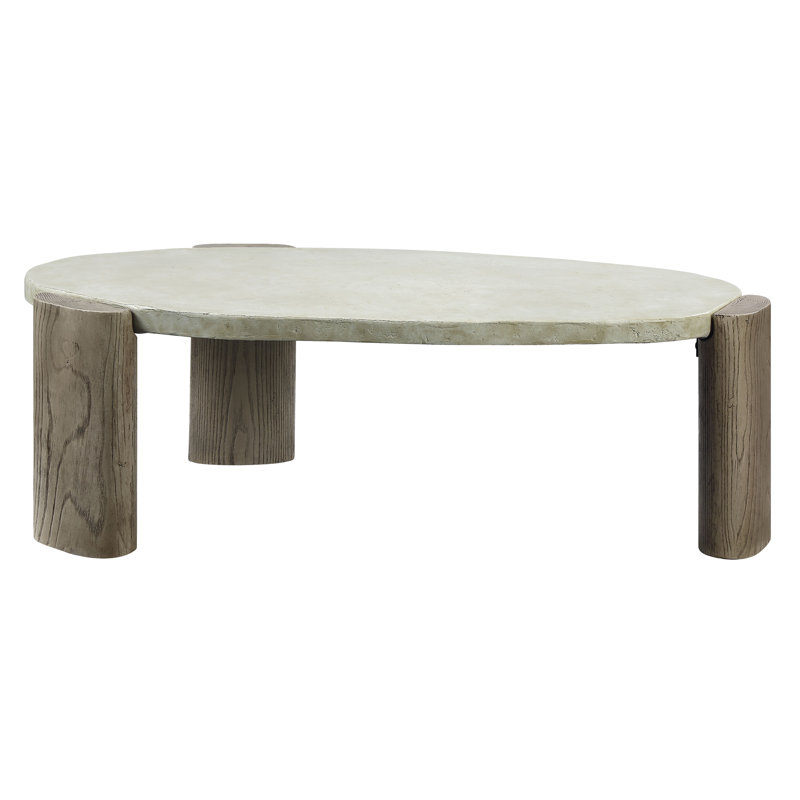 47'' Weathered Gray and Oak Oval Coffee Table