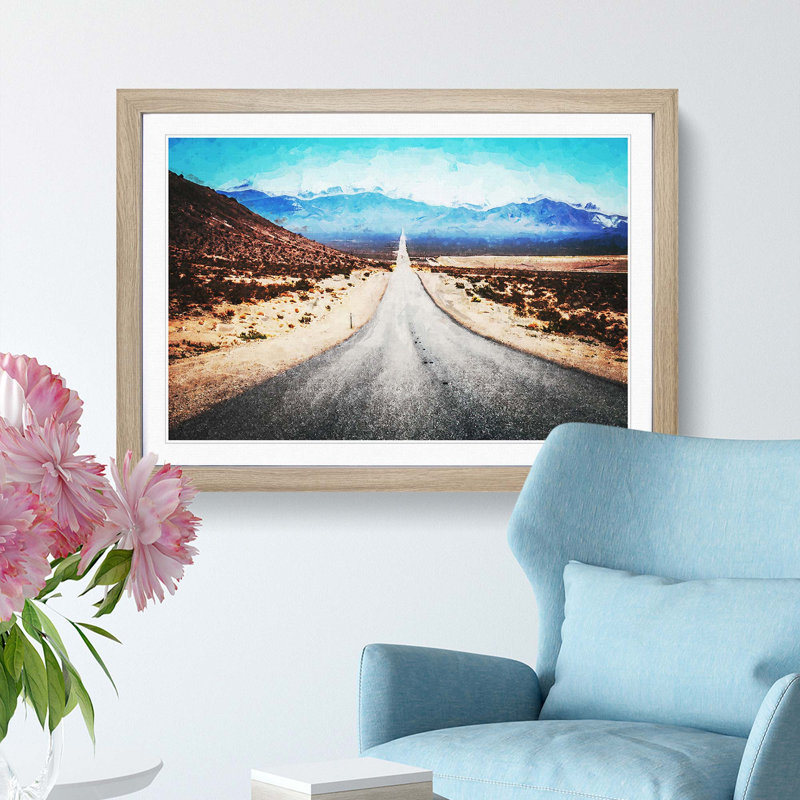 Death Valley in the Mojave Desert in Abstract - Picture Frame Graphic Art Print, 62cm H x 87cm W x 2cm D, Oak Framed