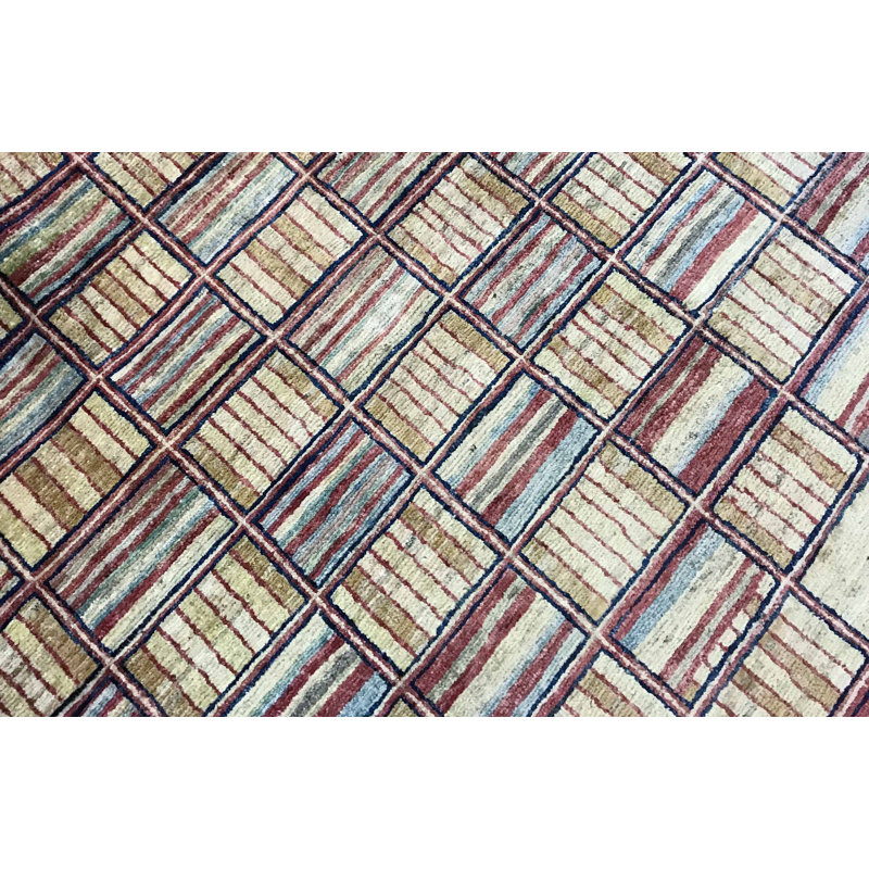 Hand-Knotted High-Quality Ivory and Brown Area Rug