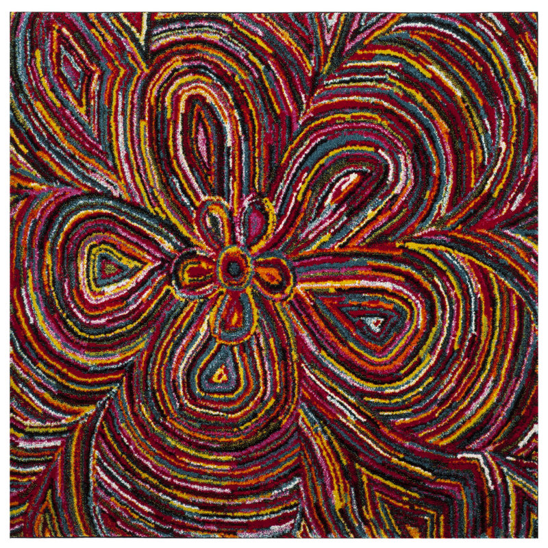 Miley Performance Abstract Rug, Square 6'7"