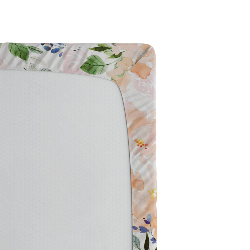 Drap-housse à motif floral Ambesonne, Drap-housse simple TG, Pêche, lavande, bleu, vert / floral