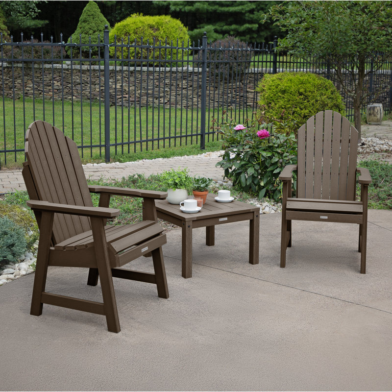 Chaise Adirondack en plastique avec table Anette, Gland de chêne vieilli
