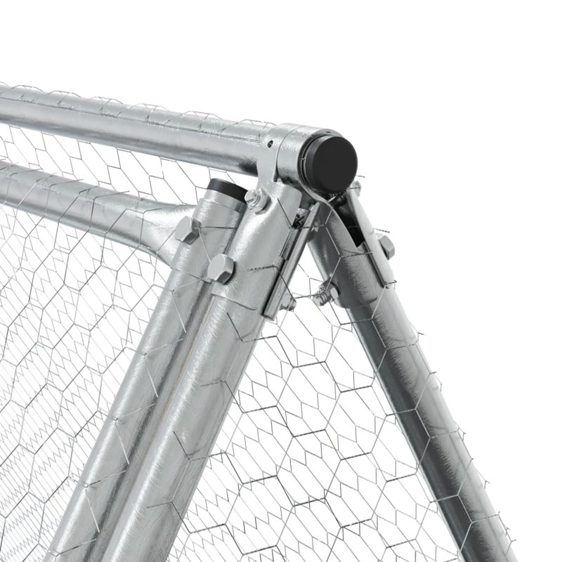 Rabbit Hutch Silver Galvanised Steel, 91cm H x 200cm W x 105cm D