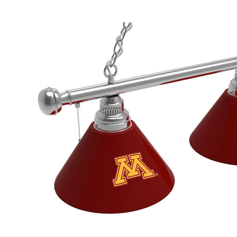 3 - Light Pool Table Lights Pendant, Chrome, Minnesota Golden Gophers