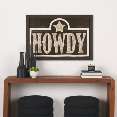 Cowboy Culture - Howdy a Hand Embelished Textured Framed Art Print