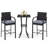 3 PCS Patio Wicker Bar Set Rattan Chairs & Square Table with Heavy-Duty Metal Frame