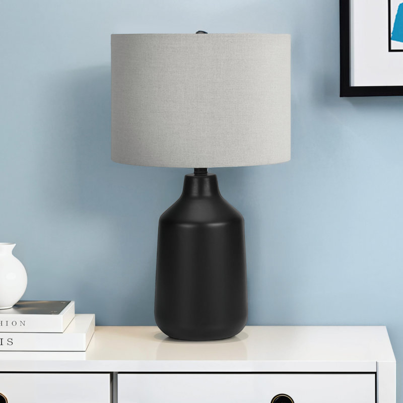 Lighting, H 24 ", lampe de table, contemporaine, Noir, gris