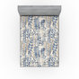 Bleu ciel foncé / motif floral brun