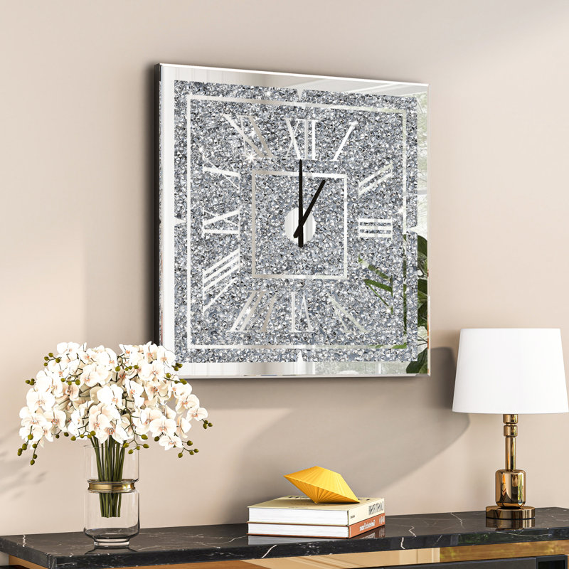 Crushed Diamond Mirror Wall Clock