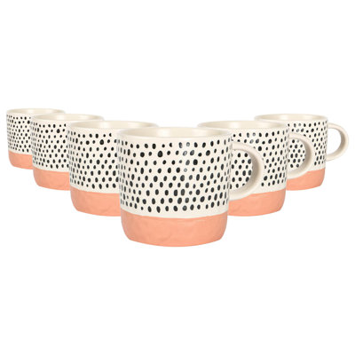 Nicola Spring - Dipped Dotty Stoneware Coffee Mugs