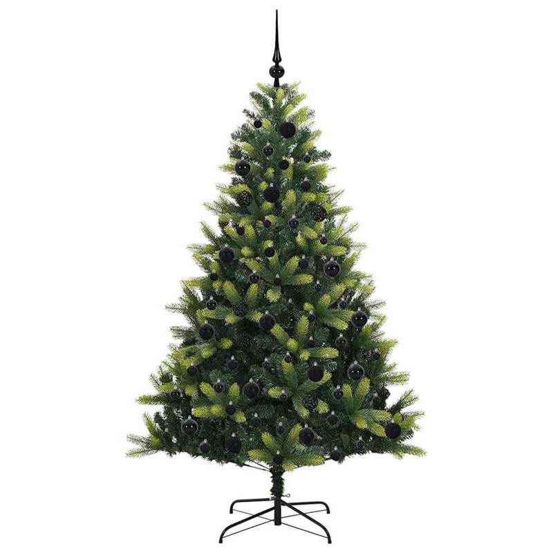 Artificial Hinged Christmas Tree 300 LEDs Green, Black, 5.91' H