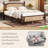 Pine Wooden Platform Bed With Rattan Headboard & Footboard-772424339-772424333