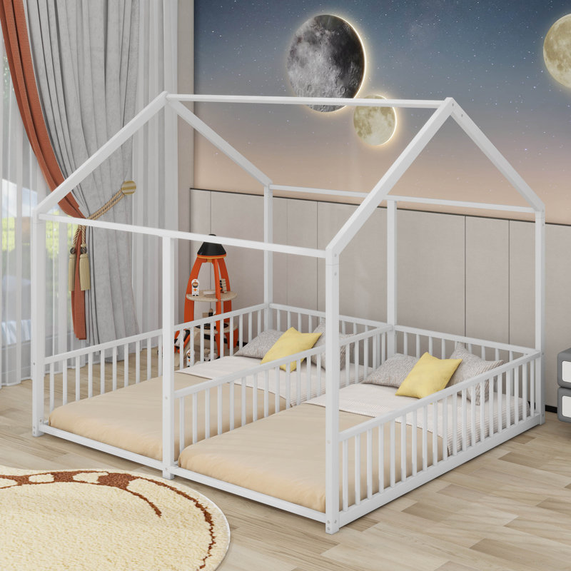 Lits plateforme en métal pour lit simple, Blanc