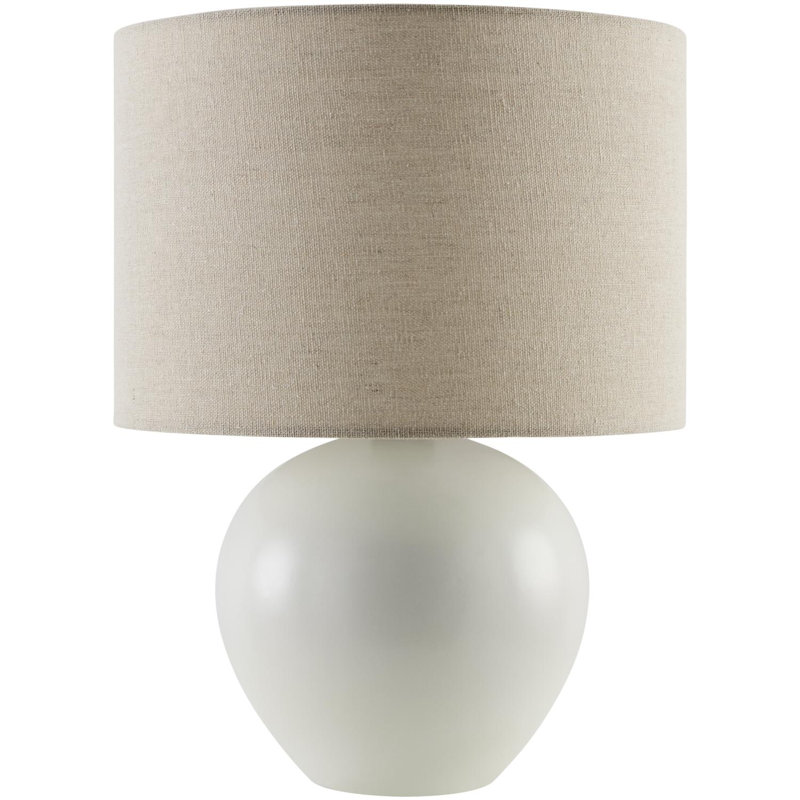 Ceramic Table Lamp with Linen Drum Shade, White