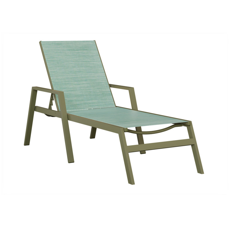Chaise longue en aluminium vert sauge Colella, Bleu clair, Vert sauge