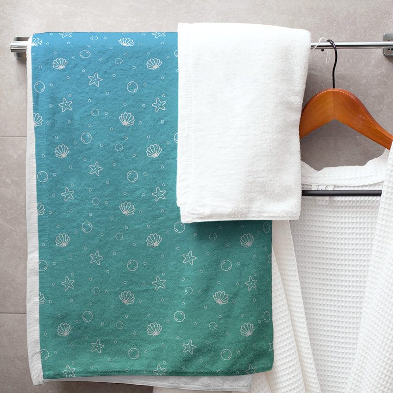 Katelyn Elizabeth Cotton Blend Bath Towel, Green/Blue