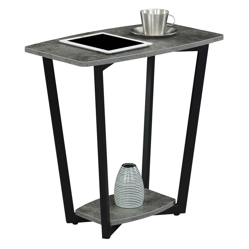 Asyra End Table, Cement/Black